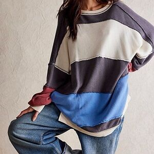 Free People Multicolor Crew Neck Sweater
